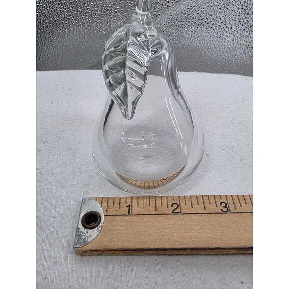 Princess House Blown Glass Pear Figurine Paperweight 3 Inch Clear Fruit Decor - Picture 4 of 5